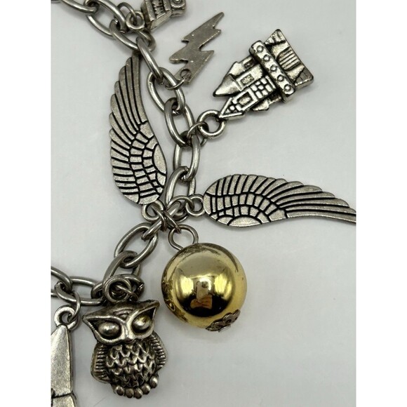 Harry Potter Charm Bracelet Set Quidditch Snitch Broomstick Hogwarts Owl - Picture 10 of 11